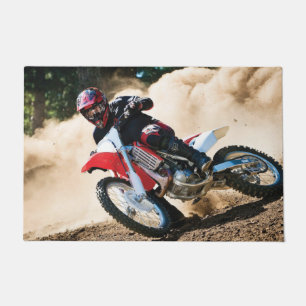 Motocross rider throw pillow doormat