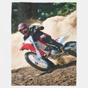 Motocross rider throw pillow fleece blanket