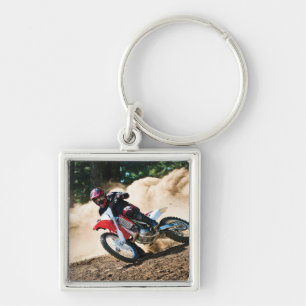 Motocross rider throw pillow key ring