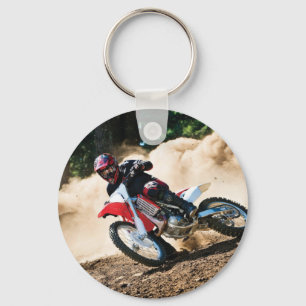 Motocross rider throw pillow key ring