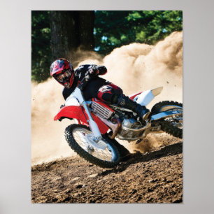 Motocross rider throw pillow poster
