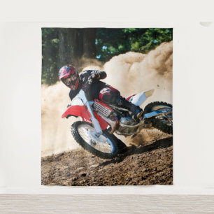 Motocross rider throw pillow tapestry