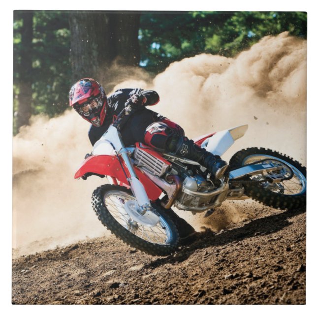 Motocross rider throw pillow tile (Front)