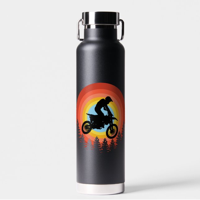 MOTOCROSS RIDER VINTAGE SUNSET WATER BOTTLE (Front)
