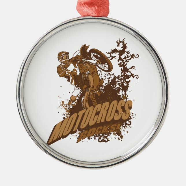 Motocross Rocks! Metal Tree Decoration (Front)