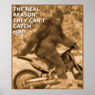 Motocross Sasquatch Dirt Bike Big Foot Funny Poste Poster