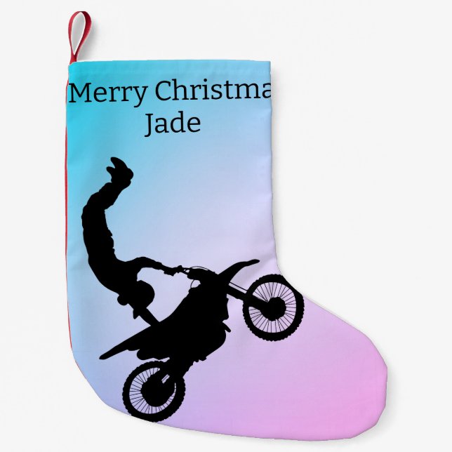 Motocross Small Christmas Stocking (Front)