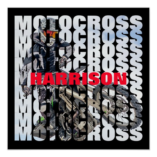 Motocross Sports Dirt Biker Personalised Poster (Front)