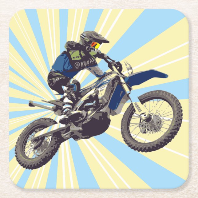 Motocross Square Paper Coaster (Front)