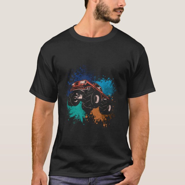 Motocross Truck Ink Splash Sports Racer Motocross T-Shirt (Front)