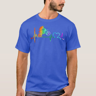 Motocross Vintage Dirtbike Heartbeat Watercolor T-Shirt
