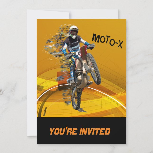 Motocross Wheelie in Pieces Abstract Desert Text Invitation (Front)