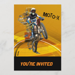 Motocross Wheelie in Pieces Abstract Desert Text Invitation