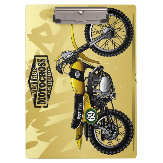 Motocross Yellow Dirt Bike Clipboard | Off-Road  (Front)