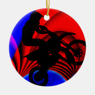 Motocrossing Going Loopy Ceramic Tree Decoration