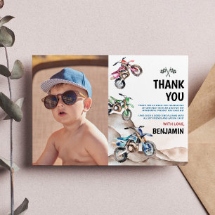 Motocycle Birthday Photo Thank You Card