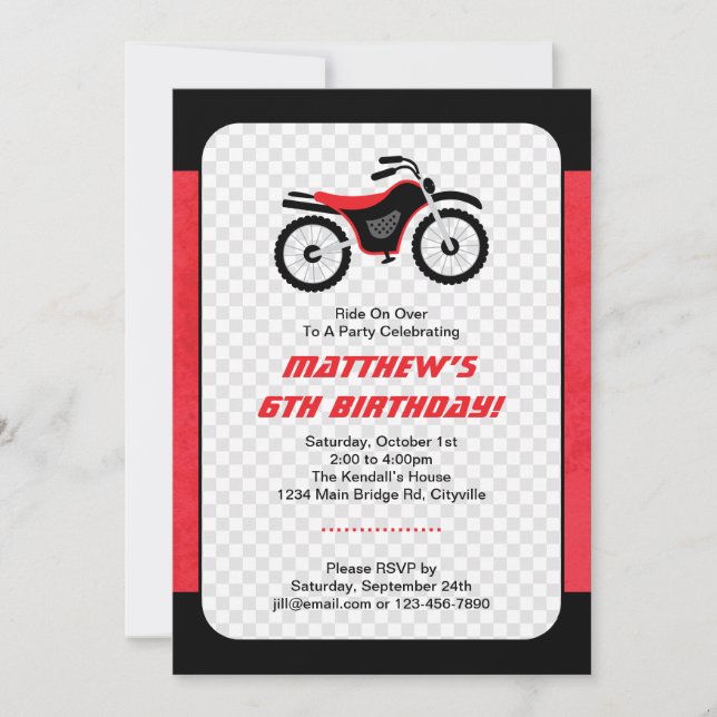 Motor Bike Birthday Invitation (Front)