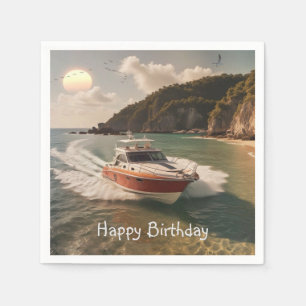 Motor Boat Birthday Napkin