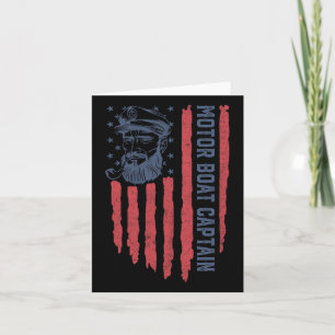 Motor Boat Captain American Flag Pontoon Boating 4 Card