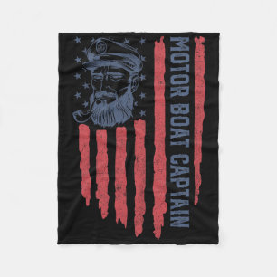 Motor Boat Captain American Flag Pontoon Boating 4 Fleece Blanket