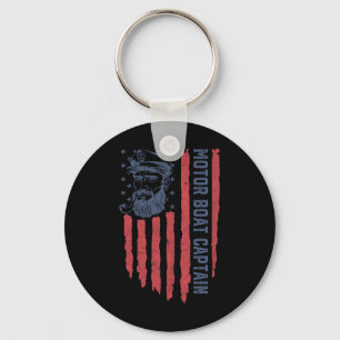 Motor Boat Captain American Flag Pontoon Boating 4 Key Ring