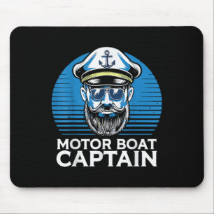 Motor Boat Captain Cool Nautical Retro Sailor Ocea Mouse Mat