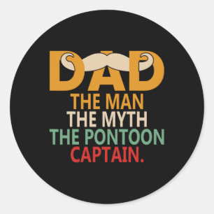 Motor Boat Captain Dad Sail Pontoon Boating Sailor Classic Round Sticker