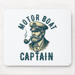Motor Boat Captain For Boat Owner Captain Boating Mouse Mat