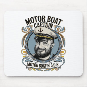 Motor Boat Captain Funny Boating Humour For Men  Mouse Mat