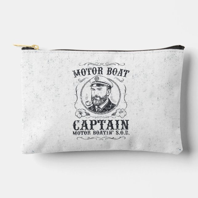 Motor Boat Captain Funny Pontoon Boating Accessory Pouch (Front)