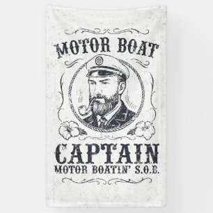 Motor Boat Captain Funny Pontoon Boating Banner