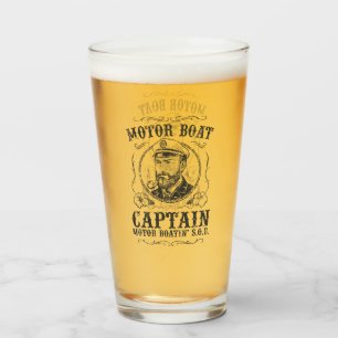 Motor Boat Captain Funny Pontoon Boating Glass