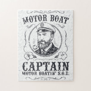 Motor Boat Captain Funny Pontoon Boating Jigsaw Puzzle