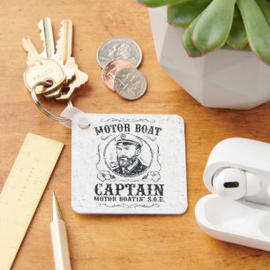 Motor Boat Captain Funny Pontoon Boating Key Ring
