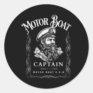 Motor Boat Captain Funny Pontoon Boating Motor Boa Classic Round Sticker