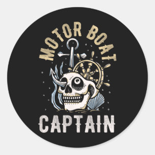 Motor Boat Captain Funny Pontoon Boating Motor Boa Classic Round Sticker