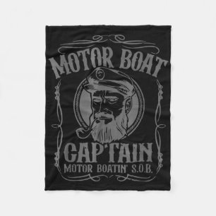 Motor Boat Captain Funny Pontoon Boating Motor Boa Fleece Blanket