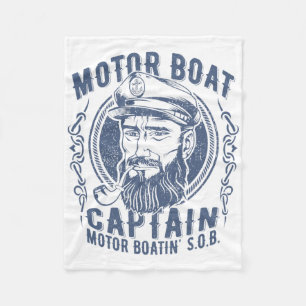 Motor Boat Captain Funny Pontoon Boating Motor Boa Fleece Blanket