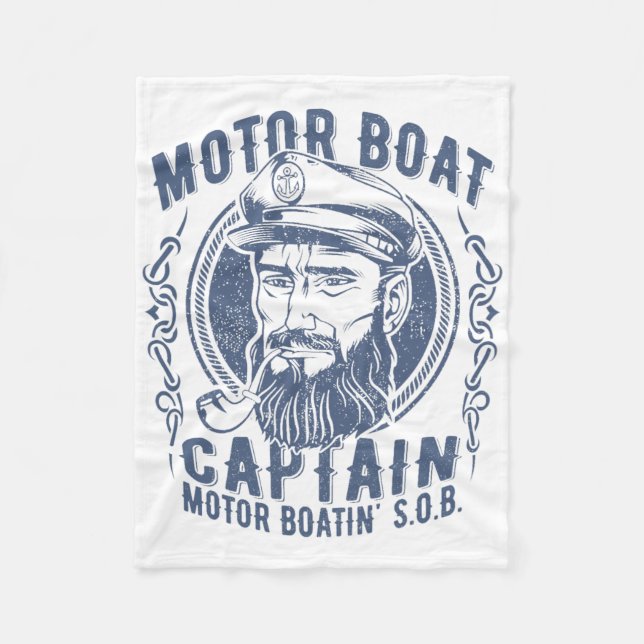 Motor Boat Captain Funny Pontoon Boating Motor Boa Fleece Blanket (Front)