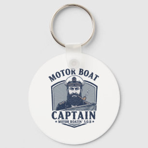Motor Boat Captain Funny Pontoon Boating Motor Boa Key Ring
