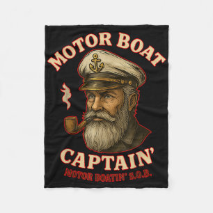 Motor Boat Captain Funny Pontoon Boating Motor Bos Fleece Blanket