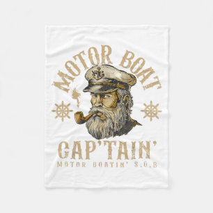 Motor Boat Captain Funny Pontoon Boating Motor Fleece Blanket