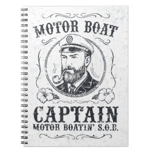 Motor Boat Captain Funny Pontoon Boating Notebook