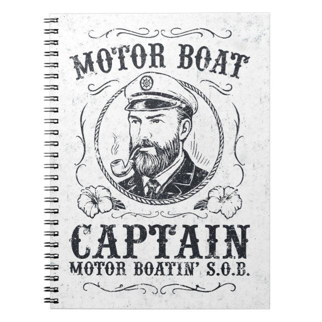 Motor Boat Captain Funny Pontoon Boating Notebook (Front)