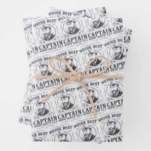 Motor Boat Captain Funny Pontoon Boating Wrapping Paper Sheet