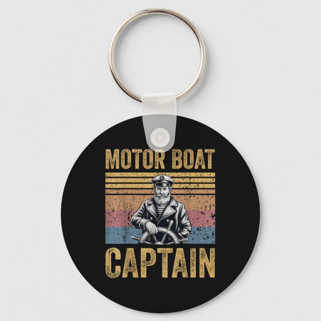 Motor Boat Captain Funny Pontoon Motor Boating Men Key Ring (Front)