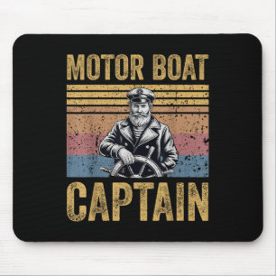 Motor Boat Captain Funny Pontoon Motor Boating Men Mouse Mat