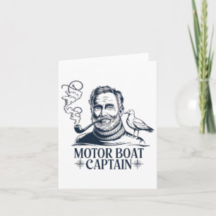 Motor Boat Captain Men Women Chummy Pontoon Boatin Card