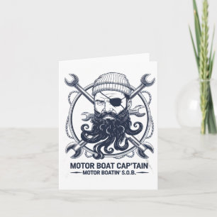 Motor Boat Captain Men Women Chummy Pontoon Boatin Card