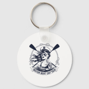 Motor Boat Captain Men Women Chummy Pontoon Boatin Key Ring